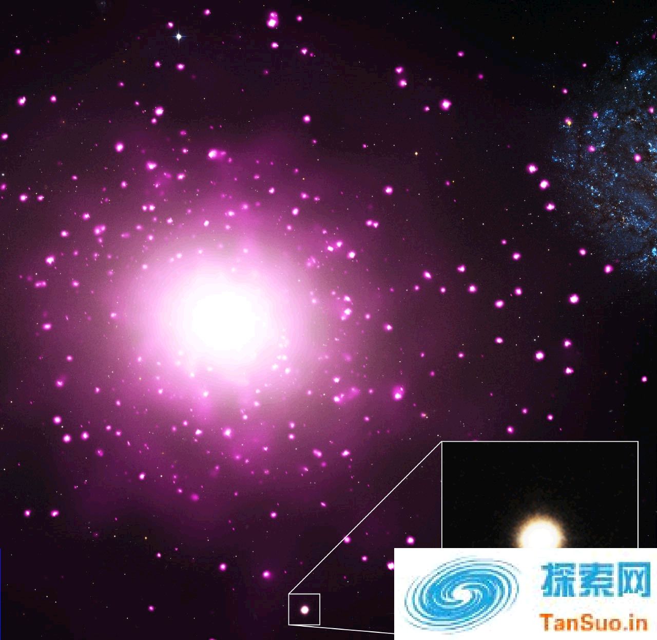 矮星系M60-UCD1中心地带发现潜藏一个“超大质量”黑洞