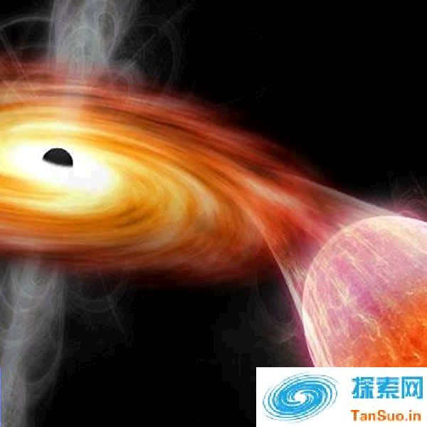 最新观测到一颗红矮星与黑洞成为致命的“亲密舞伴”，高速红矮星的表面质量被黑洞无情地吞噬