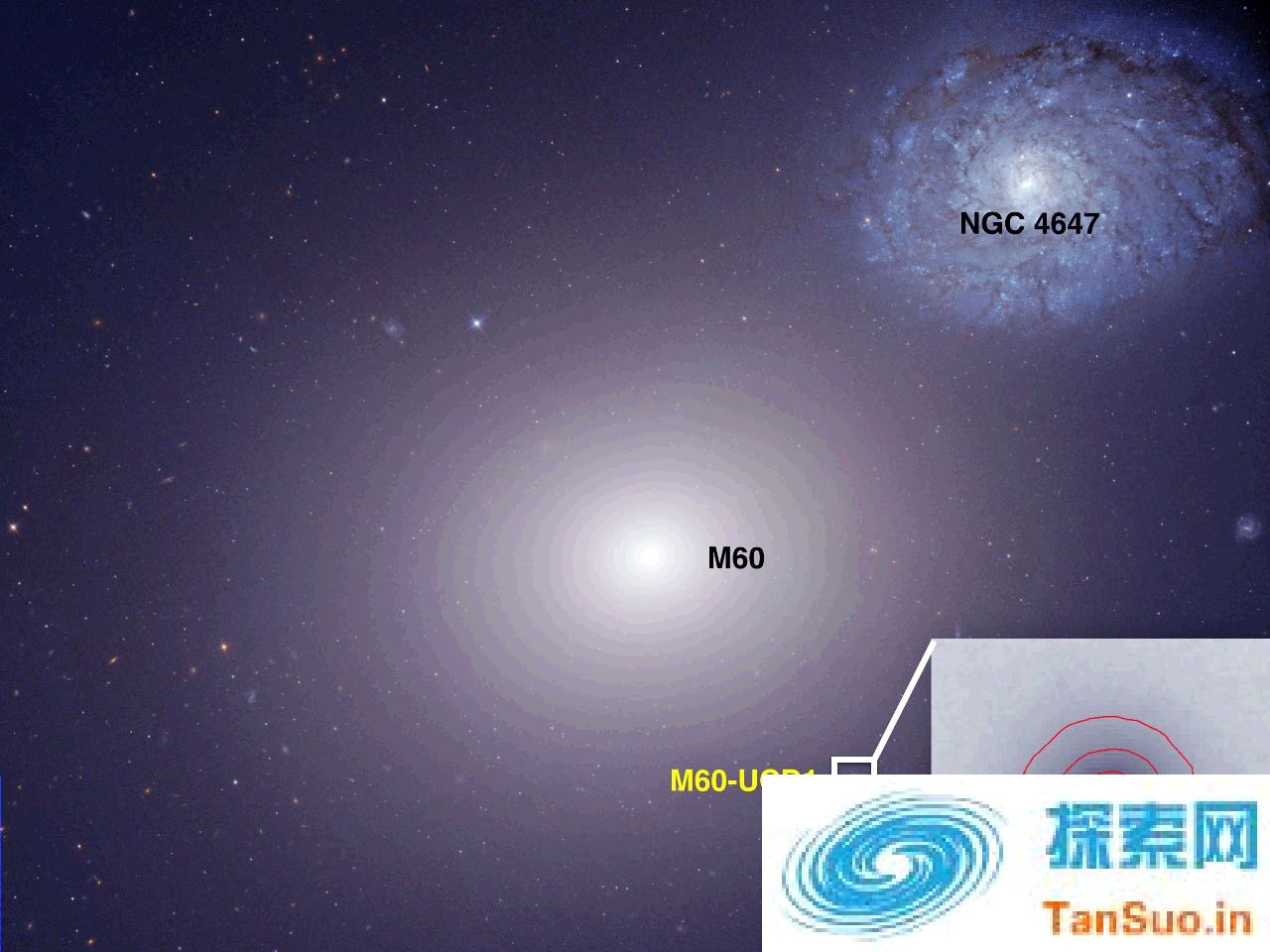 天文学家用哈勃太空望远镜发现矮星系M60-UCD1中心地带的巨大黑洞