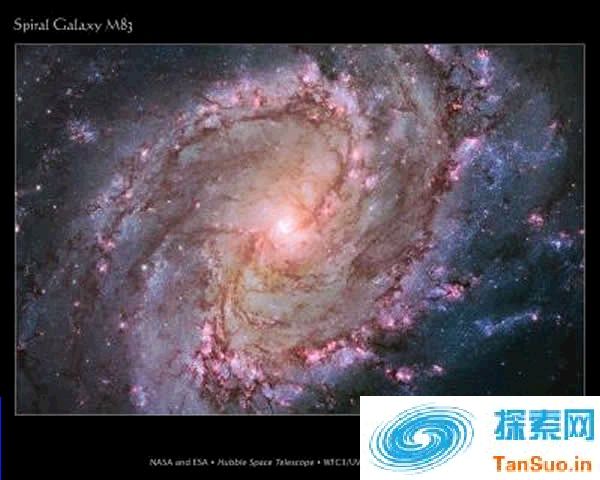 从哈勃太空望远镜看到的螺旋星系M83