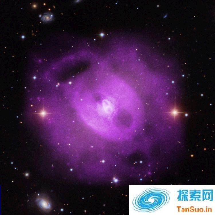 钱德拉X射线天文台观测到NGC 5813星系中心黑洞喷发景象