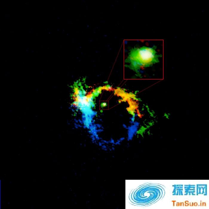 NGC1068星系中心的气体尘埃盘实际上是由它所匿藏的黑洞所抛出之物质形成的。